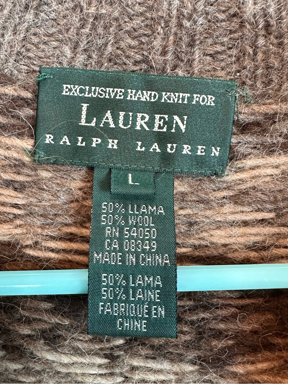 Vintage Lauren Ralph Lauren Hand Knit Llama Wool Fair Isle Zip Cardigan Sz Large - Picture 3 of 9
